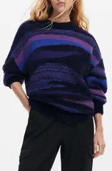 デジグアル レディース アウター パーカー・スウェット クルーネック セーター Desigual Bristol Stripe Crewneck Sweater Purple パープルのサムネイル