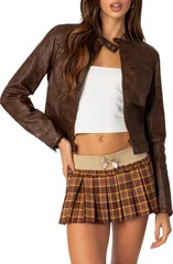 アディクテッド レディース アウター ジャケット・ブルゾン レザー フェイクレザー EDIKTEDdi Faux Leather Jacket Brown ブラウン