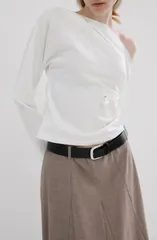 マンゴ レディース トップス シャツ アシンメトリー MANGO Asymmetric Long Sleeve Woven Shirt Off White オフホワイトのサムネイル