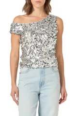 エンドレスローズ レディース トップス シャツ ワンショルダー Endless Rose Paillette OneShoulder Top Silver シルバー