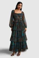 ウエアハウス レディース トップス ワンピース カットアウト プリント マキシ Warehouse Abstract Print Cut Out Maxi Dress Blue ブルーのサムネイル