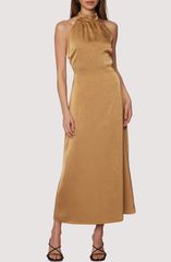 ロストアンドワンダー レディース トップス ワンピース サテン ノースリーブ マキシ Lost Wander Starlit Sleevelessatin Maxi Dress Brass