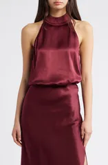 レイルズ レディース トップス シャツ クレープ サテン ホルター Rails Leah Satin Crepe Halter Top Garnetのサムネイル