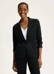 マジェスティック レディース アウター ジャケット・ブルゾン ブレザー リネン Majestic Filaturestretch Linen One Button Blazer Noirのサムネイル