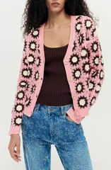 デジグアル レディース アウター パーカー・スウェット コットン カーディガン Desigual Granny Square Cotton Blend Crochet Cardigan Dark Piのサムネイル