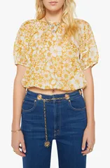 マザー レディース トップス シャツ フラワー柄 コットン フラワー MOTHER The Party in the Back Floral Cotton Crop Top Floral Notesのサムネイル