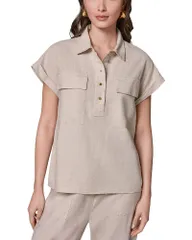 ダナ キャラン ニューヨーク レディース トップス シャツ キャップ Donna Karanew York Cap Sleeve Popover Shirt Naturalのサムネイル