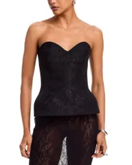 マックイーン レディース トップス シャツ レース McQueen Lace Ribcagembroidery Corsetop Black ブラックのサムネイル