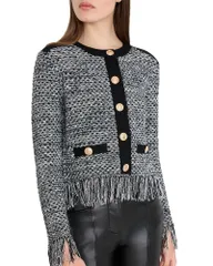 ミリー レディース アウター カーディガン クルーネック セーター MILLY Kaia Crewneck Cardigan Sweater Black Multi ブラックのサムネイル