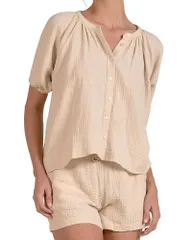 エラン レディース トップス シャツ Elan Short Sleeve Shirt Swim CoverUp Naturalのサムネイル