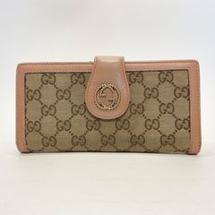 美品✨グッチ◇インターロッキングチャーム二つ折り長財布ゴールド金具ピンクベージュ 4403 GUCCI グッチ 長財布 マーモント インターロッキング Vスティッチ