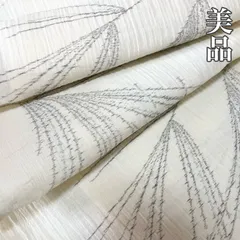 #J884 美品 単衣 洗える着物 小千谷縮風 紗 ポリエステル 芒 和装 和服 夏物 着物のサムネイル