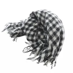 ファリエロサルティ Faliero Sarti チェックフリンジスカーフ 白 ホワイト 黒のサムネイル
