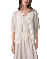 ダナキャラン レディース アウター カーディガン Donna Karanew York Oversized Short Sleeve Cardigan Cream クリームのサムネイル