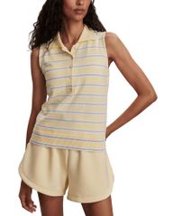 버레이 레이디스 탑스 탱크탑 폴로 셔츠 Varley Rue Polo Tank Top Anise Flow