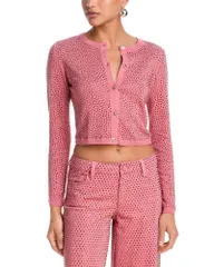 アリスアンドオリビア レディース アウター カーディガン Alice and Olivia Carson Embellished Cardigan Deep Roseのサムネイル