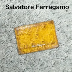 Salvatore Ferragamo サルヴァトーレフェラガモ オーストリッチ レザー カードケース ロゴ入り イタリア製