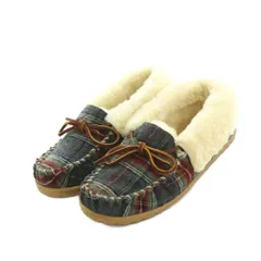 エルエルビーン L.L.BEAN モカシンシューズ 裏ボア チェック柄 7 Medium 24.0cm 緑 マルチカラー /MI ■OSのサムネイル
