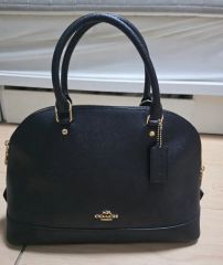 COACH レザー ハンドバッグ ブラック ドーム型 チャーム付 COACH