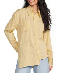 トップショップ レディース トップス シャツ アシンメトリー TOPSHOP Asymmetric Placket Button Frontop Yellow イエローのサムネイル