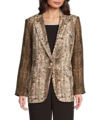 ダナキャラン レディース アウター コート クレープ ジャケット DKNY by Donna Karan Coordinating Textured Crepe Notch Collar Long Sのサムネイル