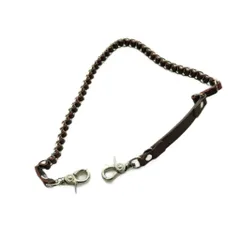 ヒステリックグラマー HYSTERIC GLAMOUR ウォレットチェーン レザー編み込み 茶 ブラウン シルバーカラー /SS ■OSのサムネイル