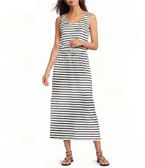 スパンク レディース トップス ワンピース ニット マキシ SPANX AirEssentialstripedouble Knit Scoop Neck Drawstring Maxi Tank Drのサムネイル