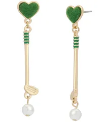 ベッツィジョンソン レディース アクセサリー ピアス・イヤリング Betsey Johnson Golf Club Pearl Drop Heart Earrings Green グリーンのサムネイル