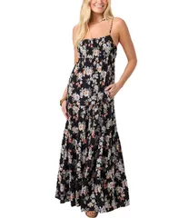 オニール レディース トップス ワンピース フラワー柄 プリント フラワー ONeillillie Floral Printed Long Dress Black ブラックのサムネイル
