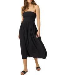 オニール レディース トップス ワンピース ミディ ストラップレス ONeill Piper Strapless Crinkled Midi Dress Black ブラックのサムネイル