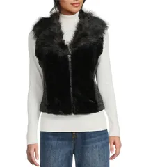ゲス レディース アウター ベスト Guess Amari Faux Fur Vest Black ブラックのサムネイル