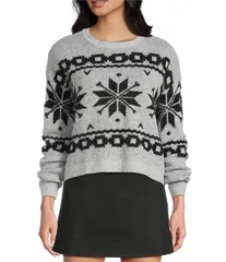 INサンフランシスコ レディース アウター ニット・セーター クルーネック IN San Francisco Snowflake Crewneck Long Sleeve Sweater Heatheのサムネイル