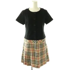 バーバリー ロンドン BURBERRY LONDON キッズ 切替 半袖プリーツワンピース ノバチェック 160A 黒 マルチカラー /CX ■OS