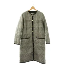 トラディショナルウェザーウェア Traditional Weatherwear グレンチェック ノーカラ ロング 中綿 34 ブラック ホワイト /HK ■OSのサムネイル