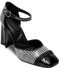 カール ラガーフェルド レディース シューズ ヒール スパンコール アンクル KARL LAGERFELD PARIS Sapphira Sequin Houndstooth Block Heel Aのサムネイル