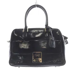 アニヤハインドマーチ ANYA HINDMARCH エナメル スモールカーカー ハンドバッグ ロゴ 黒のサムネイル