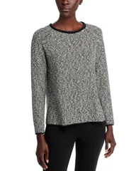 エイリーンフィッシャー レディース アウター ニット・セーター Eileen Fisher Jewel Neck Sweater BlackWhite ホワイト