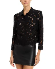 ミリー レディース トップス シャツ 刺繍 レース MILLY Junembroidered Lace Shirt Black ブラックのサムネイル