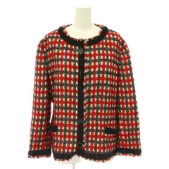 モスキーノ MOSCHINO ツイードジャケット アウター ノーカラー 赤 白 黒 /NR ■OSのサムネイル