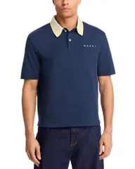マルニ メンズ トップス ポロシャツ コントラスト Marni Contrast Collar Polo Blue ブルーのサムネイル