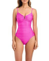Bleu Rod Beattie Women's Swimsuit Set: V Wire Over The Shoulder One Piece Swimsuit Dahlia