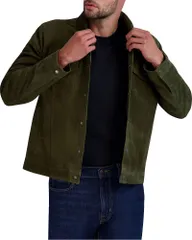 コールハーン メンズ アウター ジャケット・ブルゾン スエード Cole Haan Suede Trucker Jacket Green グリーンのサムネイル