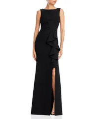 エリザジェイ レディース アンダーウェア ナイトウェア フリル ノースリーブ Eliza J Sleeveless CascadingRuffle Gown Black ブラック