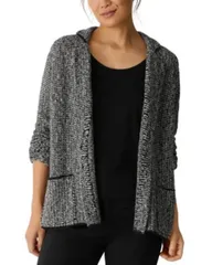 エイリーンフィッシャー レディース アウター ジャケット・ブルゾン ニット Eileen Fisher Notch Collar Knit Jacket BlackWhite ホワイト