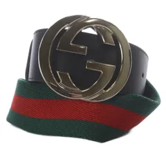 グッチ GUCCI シェリーライン インターロッキングG ベルト 80/32 グリーン レッド 411924 /YO2 ■OH