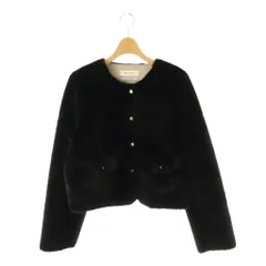 エイミーイストワール eimy istoire 25AW ゴールドボタンフェイクファージャケット ノーカラー 38 ブラック /ES ■OSのサムネイル