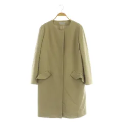 フォクシーニューヨーク FOXEY NEW YORK COLLECTION ダブルフェイスライトウェイトコーティングフラウンスポケットコート ロング ノーカラー 40 ベージュ 39682 /MY ■OSのサムネイル