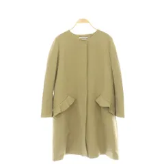 フォクシーニューヨーク FOXEY NEW YORK 39682 Doubleface light Weight Coating Flounce Pocket Coat コート ノーカラー ロング 42 ベージュ /HK ■OSのサムネイル