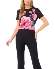 テッドベーカー レディース トップス Tシャツ レース Ted Baker Eva Grand Rose Placementee Rich Black ブラックのサムネイル