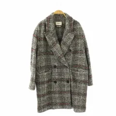 イザベル マラン エトワール ISABEL MARANT ETOILE チェック コート ダブル ロング 36 ブラック ホワイト /HK ■OSのサムネイル